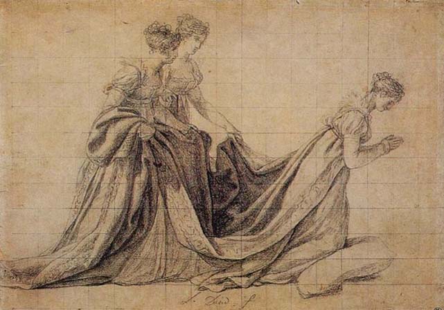 The Empress Josephine Kneeling with Mme de la Rochefoucauld and Mme de la Valette